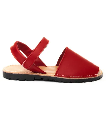Purapiel Childrens Unisex Flat Sandal Ibisv21 In Red Leather