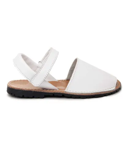 Purapiel Childrens Unisex Flat Sandal Ibisv21 In White Leather