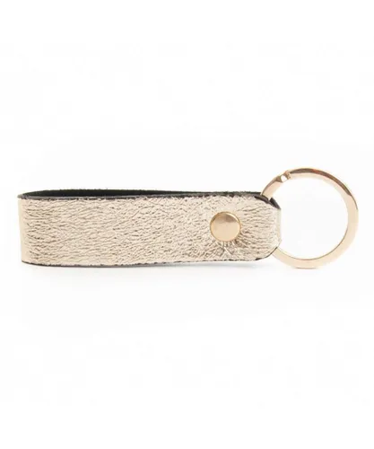 Purapiel Unisex Key Ring Mikeyglam In Gold Leather - One Size