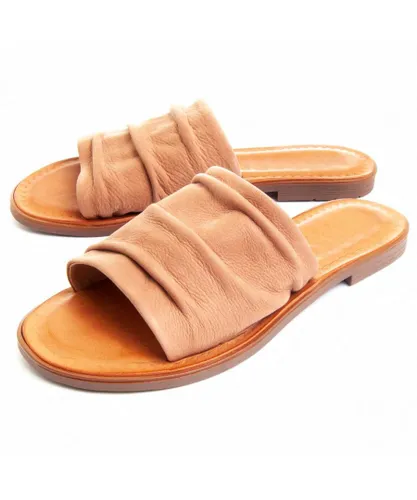 Purapiel Womens Flat Sandal Leila In Brown Leather