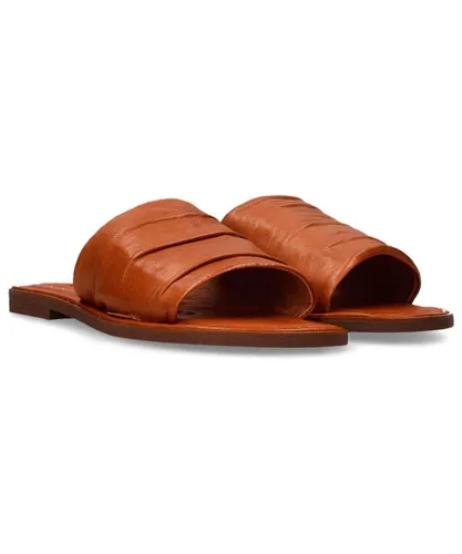 Purapiel Womens Flat Sandal Leila2 In Brown Leather