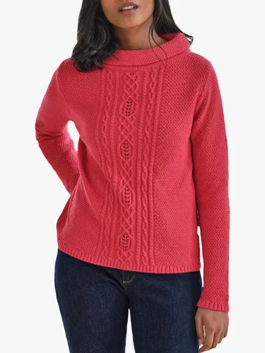 Pure Collection Cable Knit Cotton Jumper - Geranium Red - Female