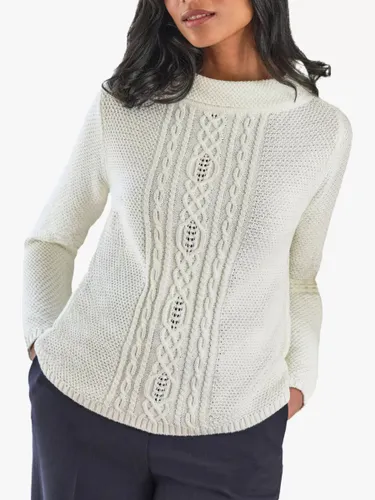 Pure Collection Cable Knit Cotton Jumper - White - Female