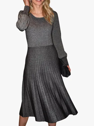 Pure Collection Cotton Wool Blend Lurex Knitted Dress, Pewter - Pewter - Female