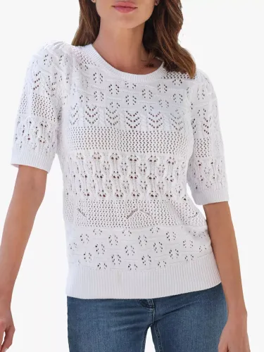 Pure Collection Crochet Cotton Top, White - White - Female