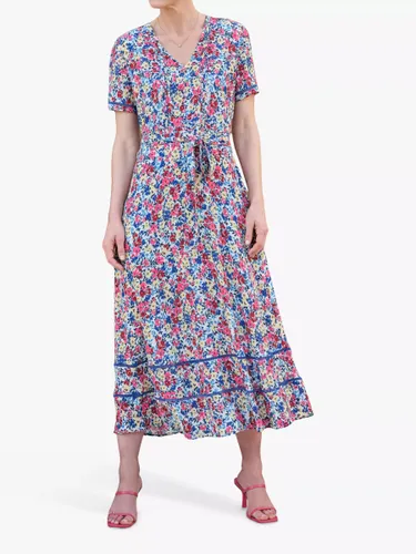 Pure Collection Floral V-Neck Midi Dress, Multi - Multi - Female