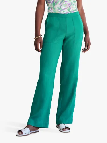 Pure Collection Laundered Linen Wide Leg Trouser - Jade - Female