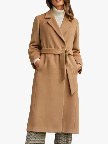 Pure Collection Luxury Wool Wrap Coat, Camel - Camel - Female