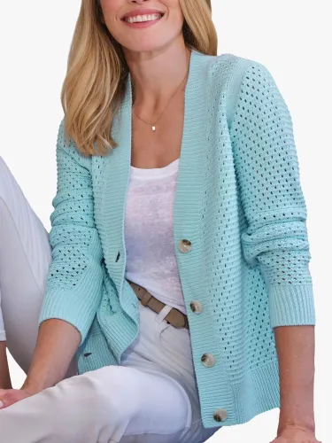 Pure Collection Organic Cotton Cardigan, Spring Blue - Spring Blue - Female