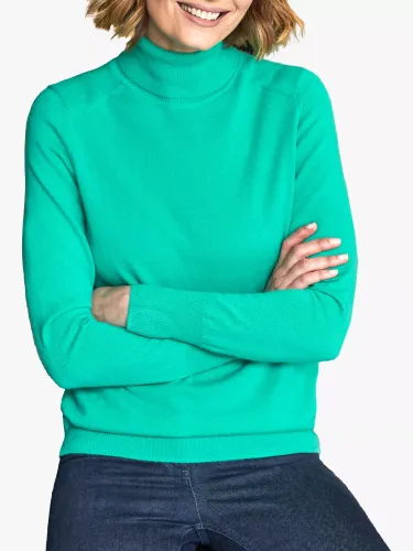 Pure Collection Roll Neck Cashmere Jumper, Green - Jade - Female