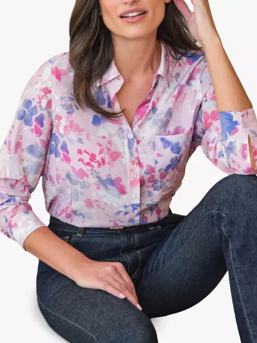 Pure Collection Silk Blend Floral Shirt, Blossom Print - Blossom Print - Female