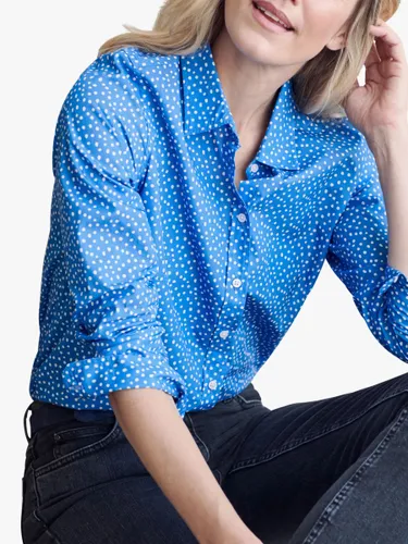 Pure Collection Spot Print Cotton Shirt - Blue - Female