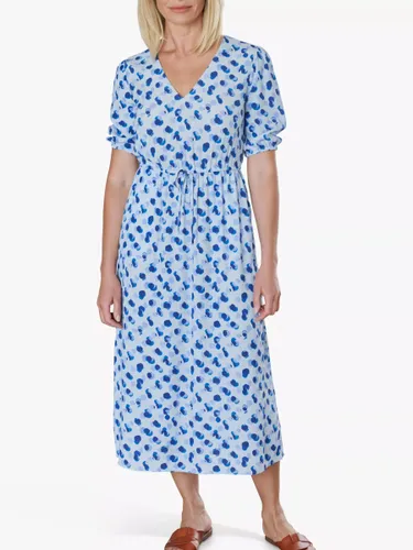 Pure Collection Spot Print V-Neck Midi Dress, Tonal Blue - Tonal Blue - Female