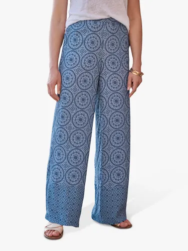 Pure Collection Tile Print Palazzo Trousers, Blue - Blue - Female