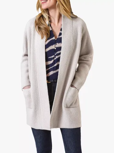 Pure Collection Wool Cashmere Blend Rib Knit Edge To Edge Cardigan, Vanilla - Vanilla - Female