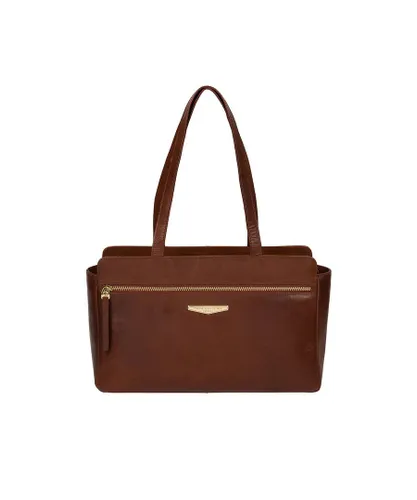 Pure Luxuries Womens 'Alessandra' Italian Tan Vegetable-Tanned Leather Handbag - Brown - One Size