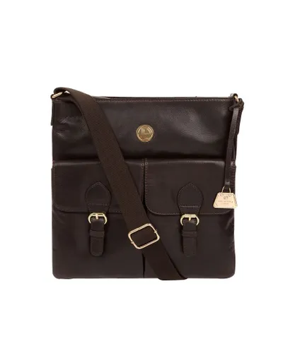 Pure Luxuries Womens 'Azalea' Dark Brown Leather Cross Body Bag - One Size