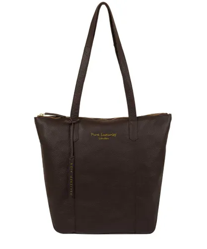Pure Luxuries Womens 'Blendon' Dark Brown Leather Tote Bag - One Size