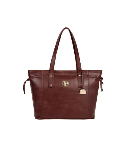 Pure Luxuries Womens 'Calista' Chestnut Leather Tote Bag - One Size