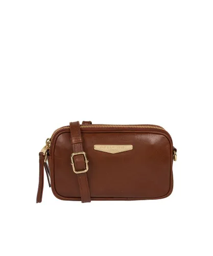 Pure Luxuries Womens 'Donatella' Italian Tan Vegetable-Tanned Leather Cross Body Clutch Bag - Brown - One Size
