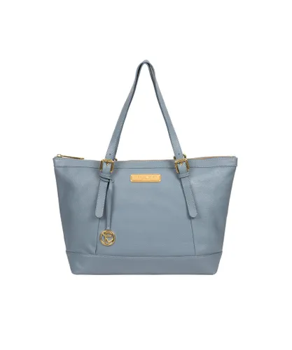 Pure Luxuries Womens 'Emily' Blue Cloud Leather Tote Bag - One Size