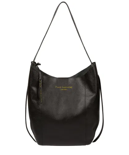 Pure Luxuries Womens 'Hoxton' Jet Black Leather Tote Bag - One Size