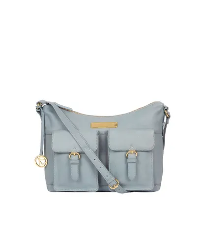 Pure Luxuries Womens 'Jenna' Cashmere Blue Leather Shoulder Bag - One Size