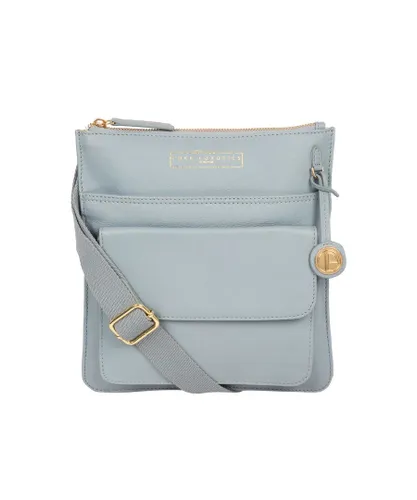 Pure Luxuries Womens 'Langley' Cashmere Blue Leather Cross Body Bag - One Size