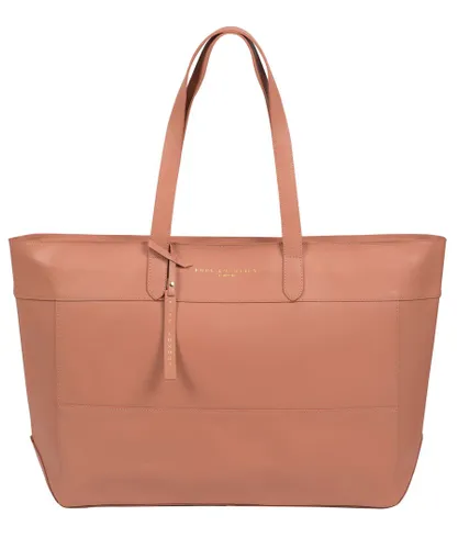 Pure Luxuries Womens 'Milton' Misty Rose Vegetable-Tanned Leather Extra-Large Tote Bag - Pink - One Size