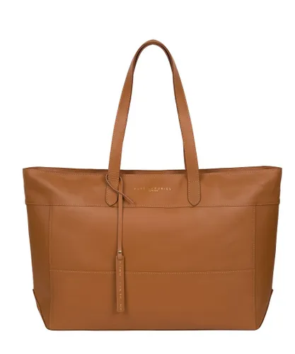 Pure Luxuries Womens 'Milton' Saddle Tan Vegetable-Tanned Leather Extra-Large Tote Bag - One Size