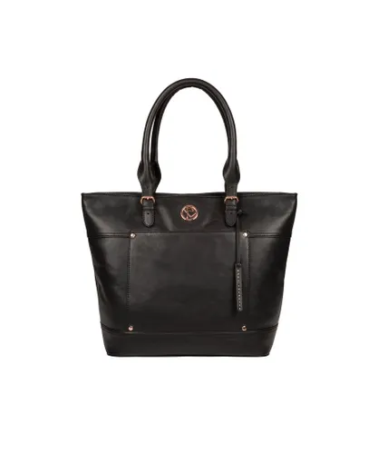 Pure Luxuries Womens 'Monet' Black Leather Tote Bag - One Size