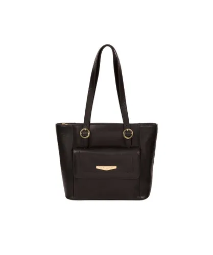 Pure Luxuries Womens 'Penelope' Black Vegetable Tanned-Leather Handbag - One Size