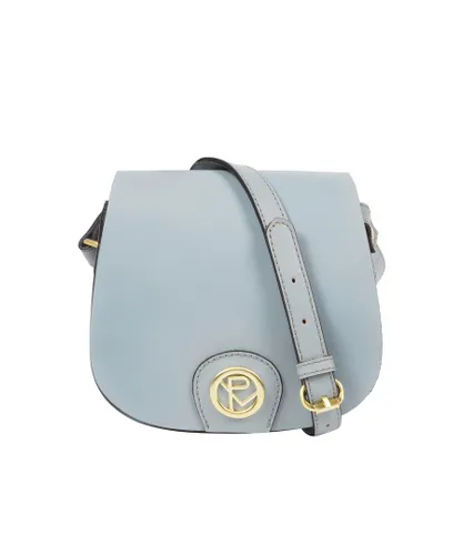 Pure Luxuries Womens 'Torver' Cashmere Blue Leather Cross Body Bag - One Size
