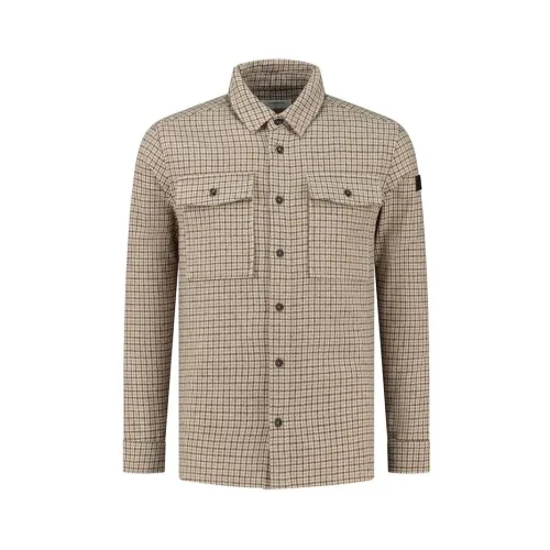 PureWhite , Heritage Pattern Shirt for Men Brown ,Gray male, Sizes: