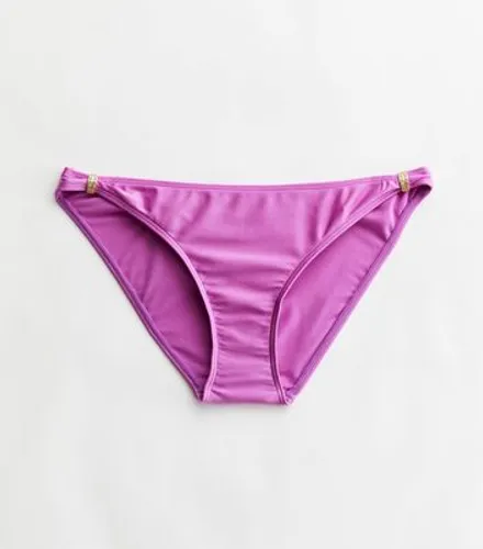 Purple Diamanté Bead Bikini Bottoms New Look