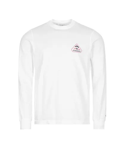 Pyrenex Mens Crest Long Sleeve T-Shirt in White Cotton