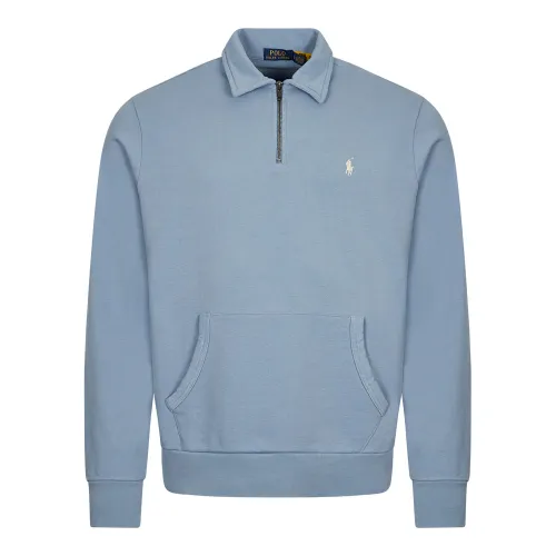 Quarter Zip Sweatshirt - Channel Blue