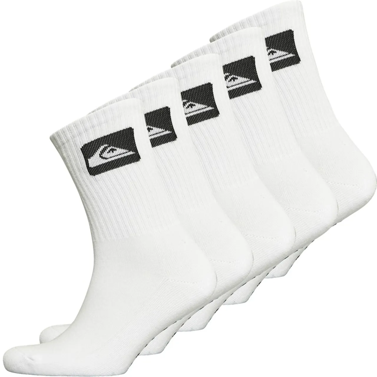 Quiksilver Mens Five Pack Crew Socks White