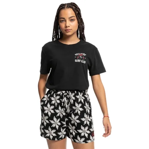 Quiksilver Womens Collection Stranger Things Upside Down AOP Shorts - Monster Flower Black