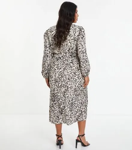 QUIZ Curves Off White Animal Print Wrap Midi Dress New Look
