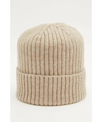 Quiz Womens Beige Ribbed Hat - One