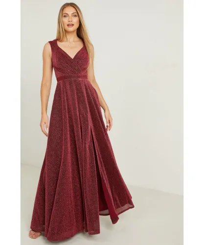 Quiz Womens Berry Wrap Maxi Dress With Split