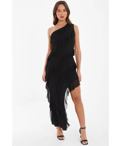 Quiz Womens Black Chiffon Asymmetric Maxi Dress