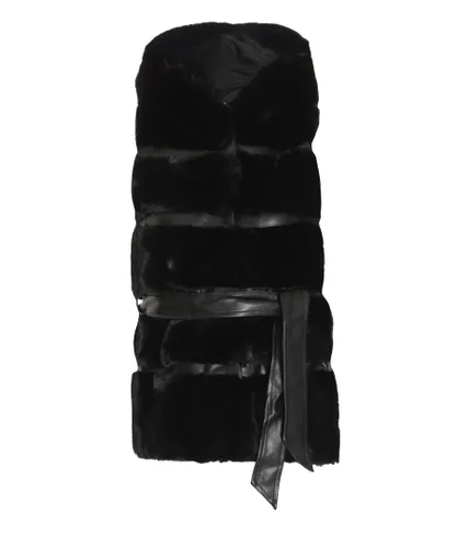 Quiz Womens Black Faux Fur Hooded Gilet