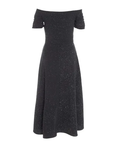 Quiz Womens Black Glitter Bardot Midi Dress
