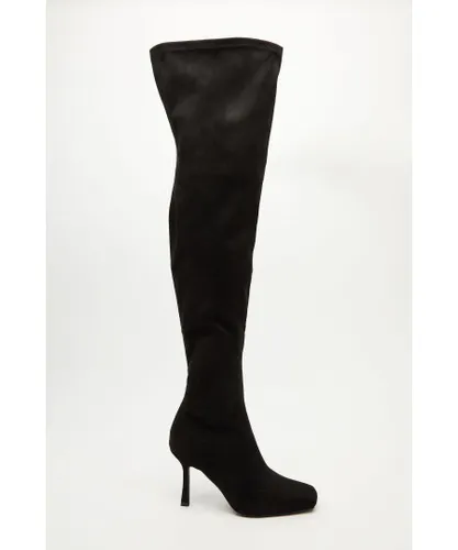 Quiz Womens Black Over The Knee Heeled Boots