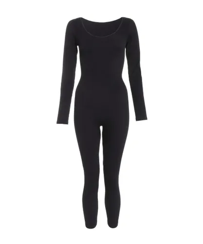 Quiz Womens Black Ribbed Long Sleeve Jumpsuit
