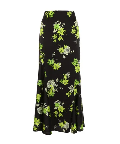 Quiz Womens Black Satin Floral Midaxi Skirt