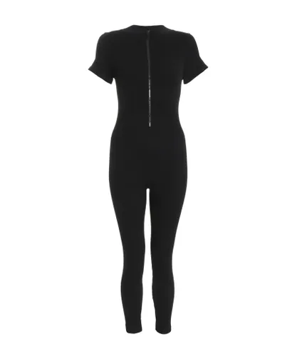 Quiz Womens Black Seamless Zip Jumpsuit