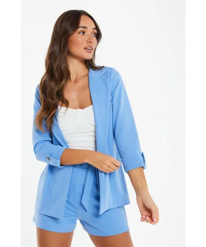Quiz Womens Blue Crop Sleeve Blazer